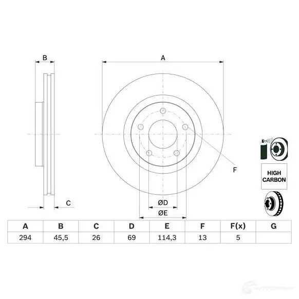 Тормозной диск BOSCH 0986479745 339951 B D1575 CBLJPQ