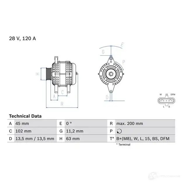 Генератор BOSCH 8 101 333334 0986081010 9JPVL