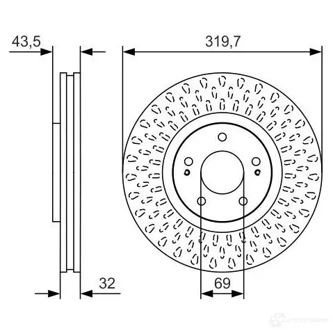 Тормозной диск BOSCH BD1799 E1 90R-02C0339/1432 0986479t01 340495