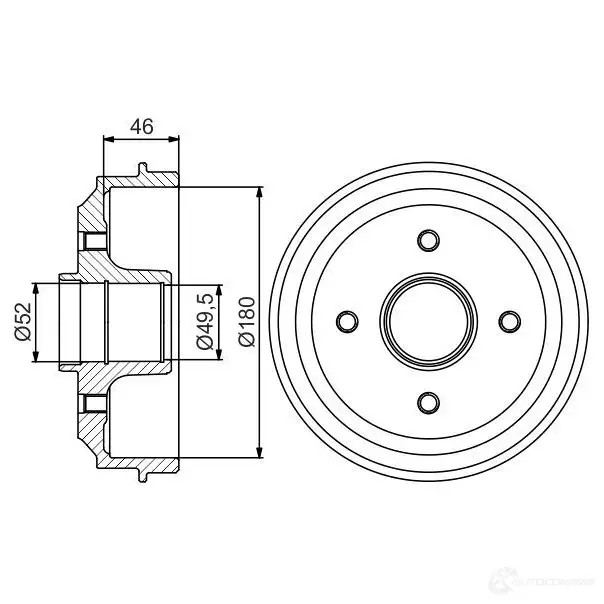 Тормозной барабан BOSCH DB 226 0986477155 338551 9NAES