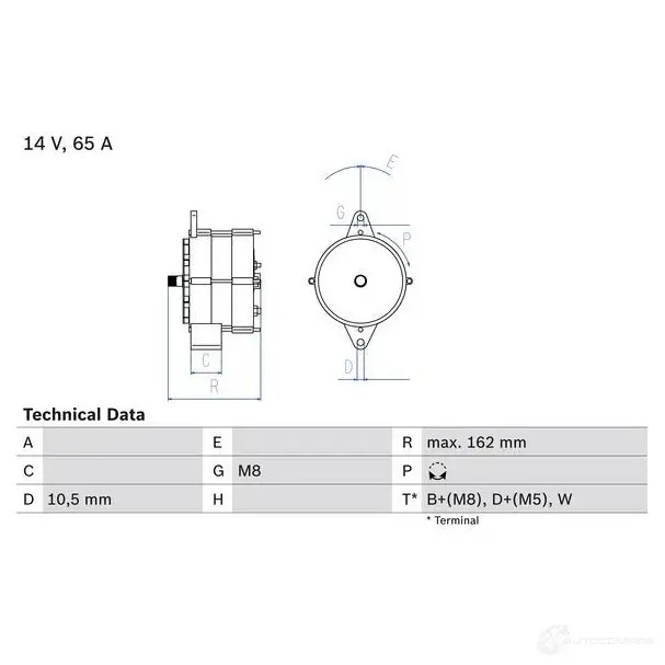 Генератор BOSCH 0986040290 332545 UW2IE5 4 029