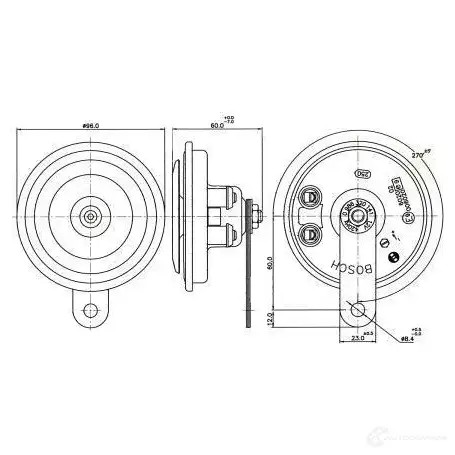 Пневматический звуковой сигнал BOSCH 3165143969571 334733 1I ZKB 0986320141