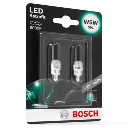 Лампа светодиодная W5W W2.1X9.5D 1 Вт 12 В 6000K BOSCH WO2SYM J 1437245354 1987301505