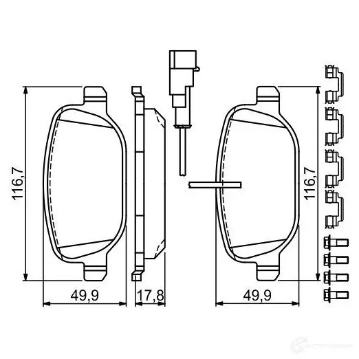 Тормозные колодки, комплект BOSCH BP1732 0986494717 23760 1193483985