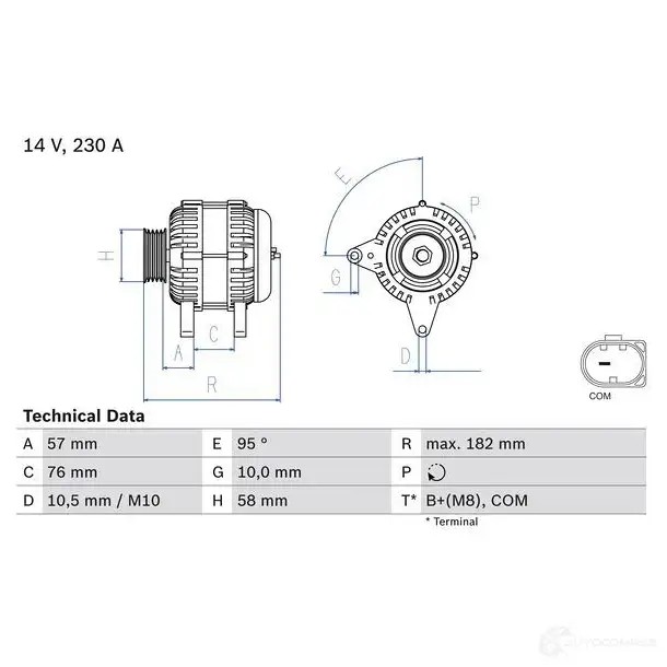 Генератор BOSCH 333504 OJJBG00 8 346 0986083460