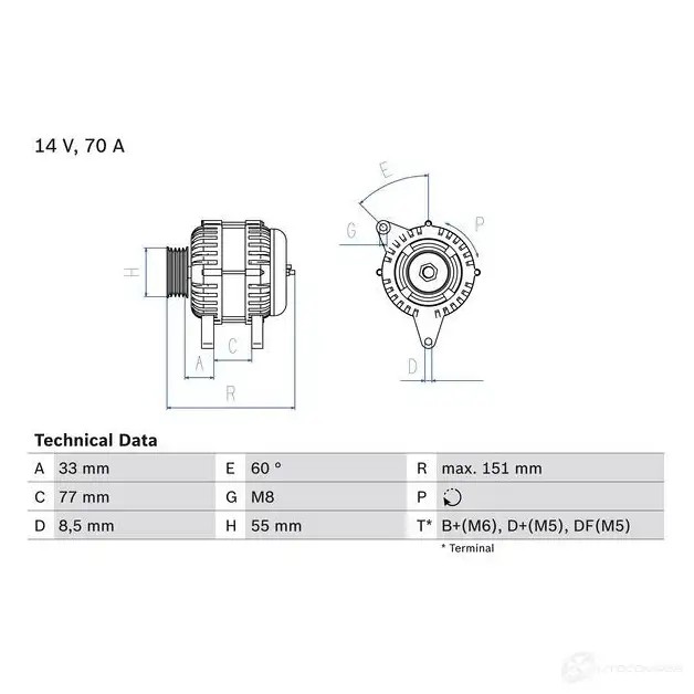 Генератор BOSCH TGDFJ 395 1 332482 0986039510