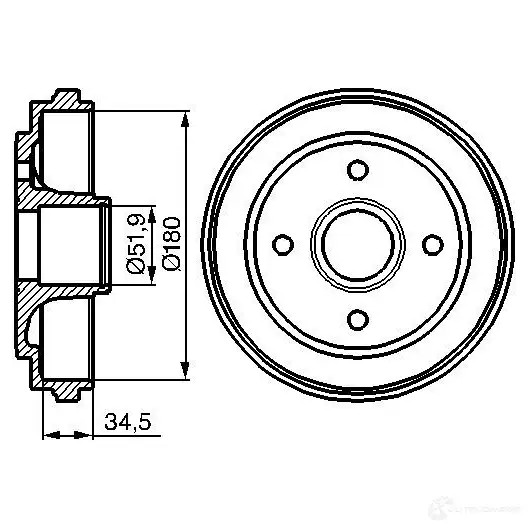Тормозной барабан BOSCH 0986477128 338530 OHFJK9 DB2 02