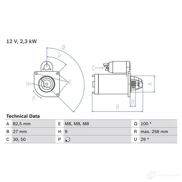 Стартер BOSCH 18 49 7UDZ2IA 331413 0986018490