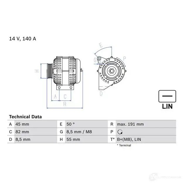 Генератор BOSCH 333045 0986047380 4 738 LQTMGLB
