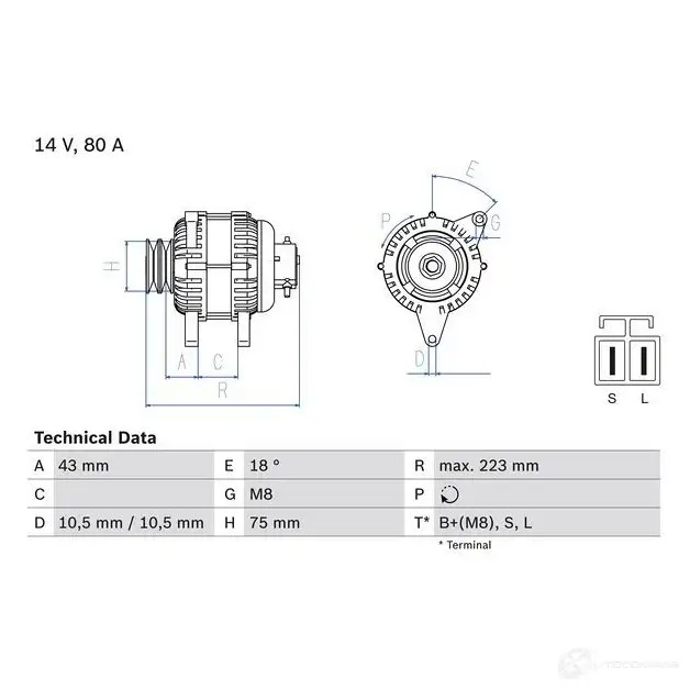 Генератор BOSCH 45 60 EV4EAFO 332929 0986045601