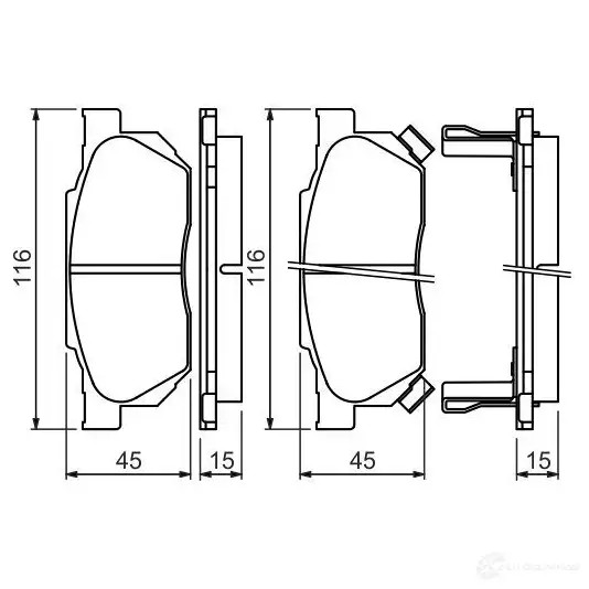 Тормозные колодки, комплект BOSCH 0986490440 21350 341980 7162D256