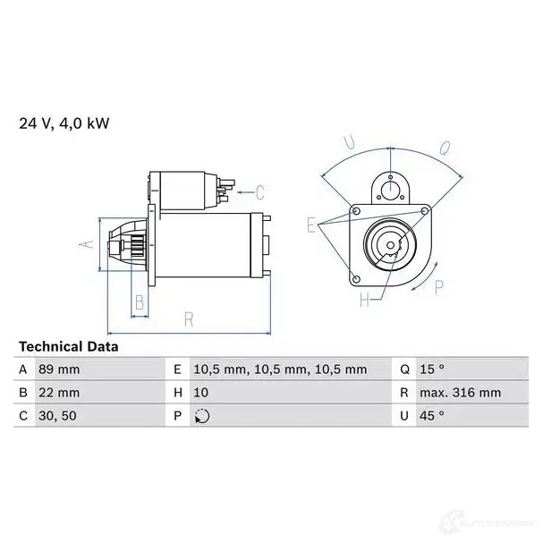 Стартер BOSCH 331710 0986022990 GJPH14 22 99