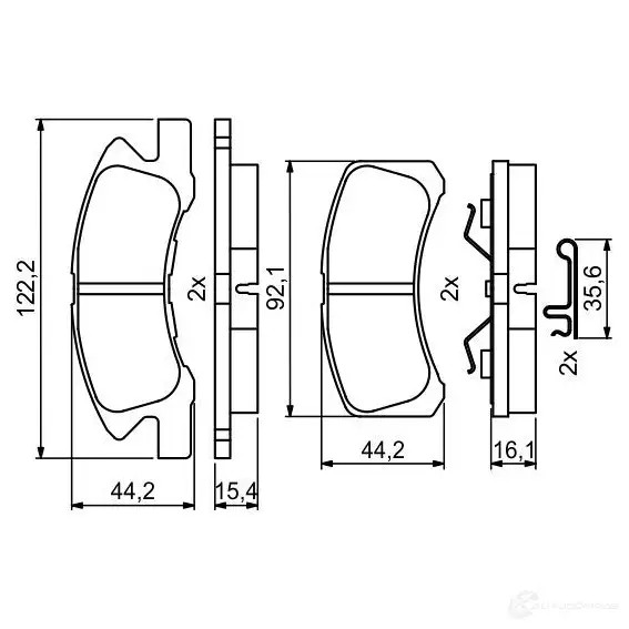 Тормозные колодки, комплект BOSCH BP2052 0986494878 24229 1193484348