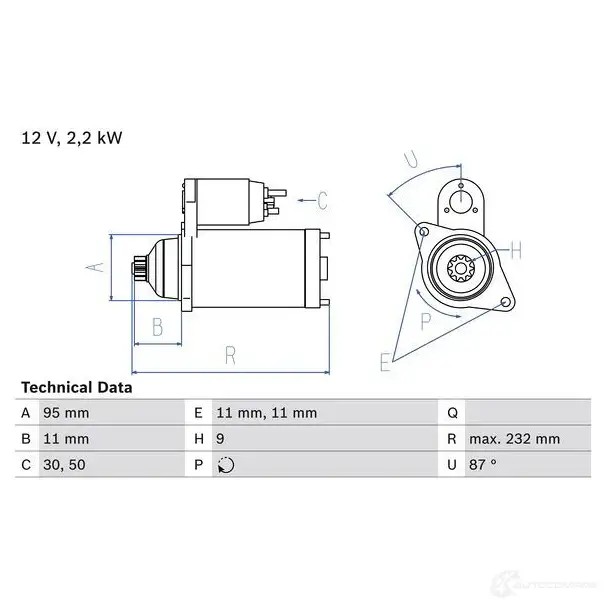 Стартер BOSCH 2NARGW 22 69 331684 0986022690