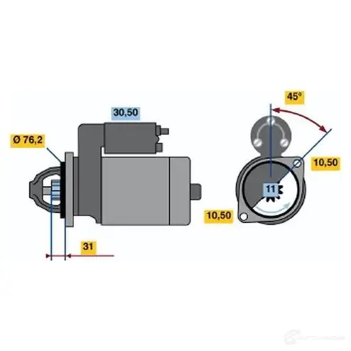 Стартер BOSCH 127081871 DW (L) 12V 1,1 KW 0001107090 0G7P8YW