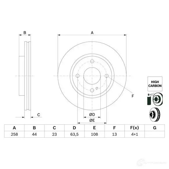 Тормозной диск BOSCH 0986479e80 1437241146 T 4SWV