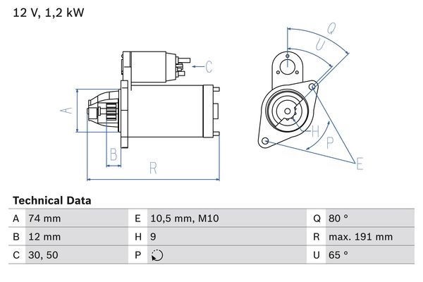 Стартер Bosch 25 30 331872 ENSZ95 0 986 025 300