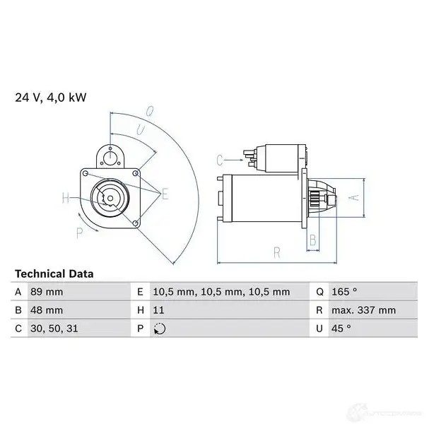 Стартер BOSCH 20 19 0986020190 WE6AO3 331524