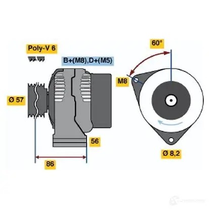 Генератор BOSCH 0123320030 KC (R) 14V 50/90A 305121 I3LSWJC