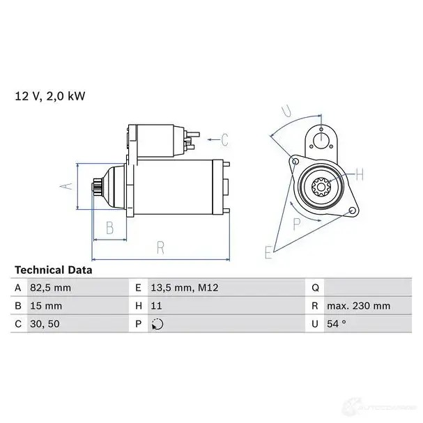 Стартер BOSCH 1 533 0986015331 BUW8F3 331179