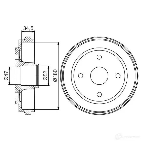Тормозной барабан BOSCH DB3 34 0986477264 5N48VE 338653