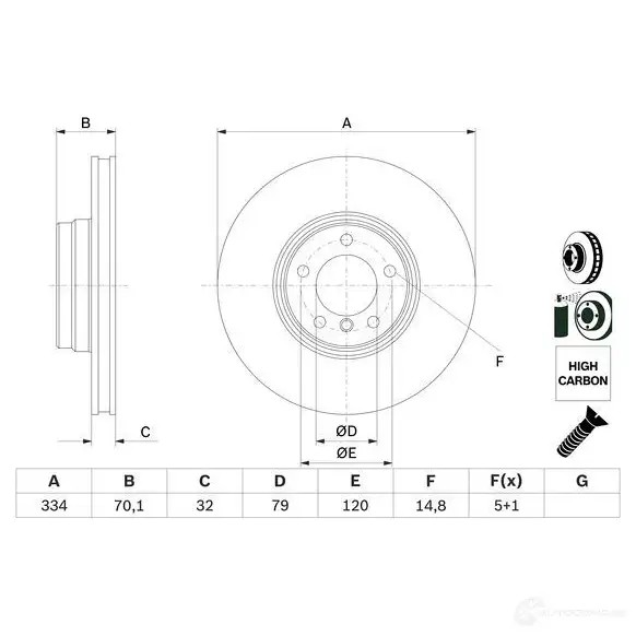 Тормозной диск BOSCH EHPVUKY 339066 BD5 41 0986478623