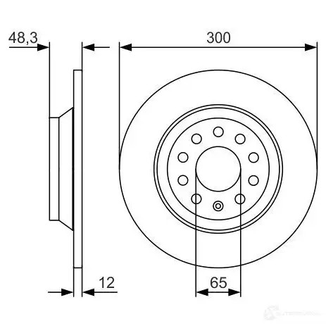 Тормозной диск BOSCH E1 90 R - 02C0100/0497 0986479v01 340640 BD2396