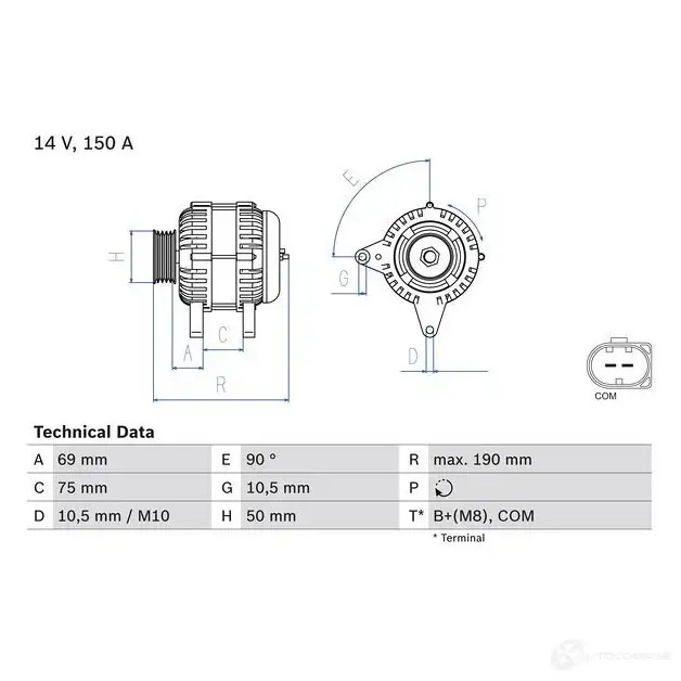 Генератор BOSCH 46 22 0986046220 3YM7XH 332988