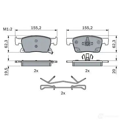 Тормозные колодки, комплект BOSCH A S68P57 0986424329 1437243541