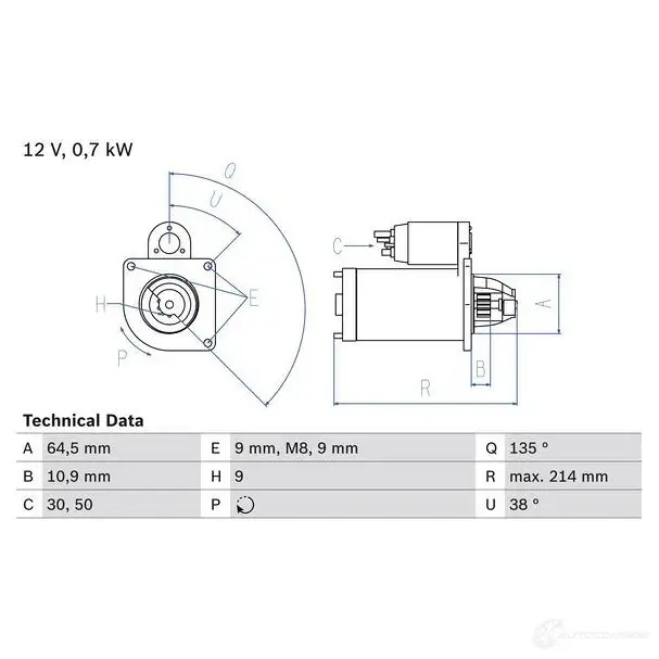 Стартер BOSCH 0986017030 170 3 WS4AO 331290