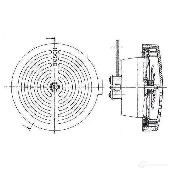 Пневматический звуковой сигнал BOSCH 9SYSE3 EUROPA PLAST.GRILL, 12V LOW; BLACK 323423 0320223024