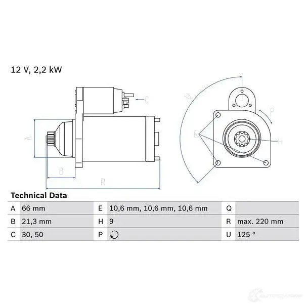 Стартер BOSCH K5TTX 22 76 331691 0986022760