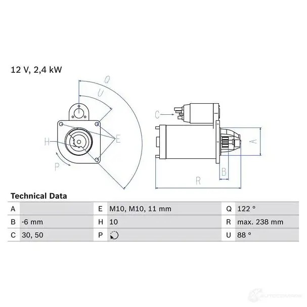 Стартер BOSCH 741BOHA 2 422 331816 0986024220