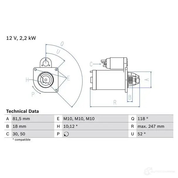 Стартер BOSCH 5I3T4MD 331722 0986023180 23 18