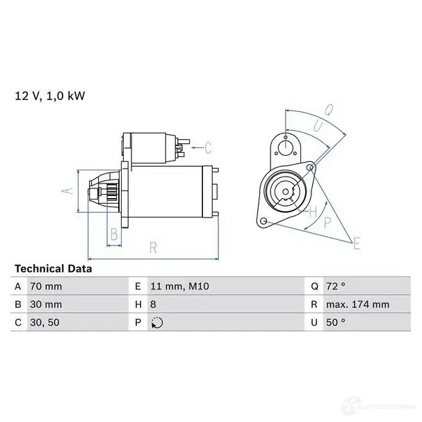 Стартер BOSCH 1193467233 253 1 J8OKUB5 0986025310
