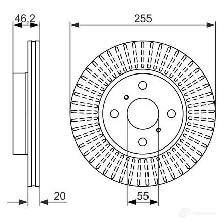 Тормозной диск BOSCH E1 90 R - 02C0074/0567 0986479616 BD1459 339834