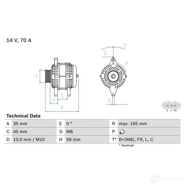 Генератор BOSCH 0986083780 1193469181 SHNAS 837 8