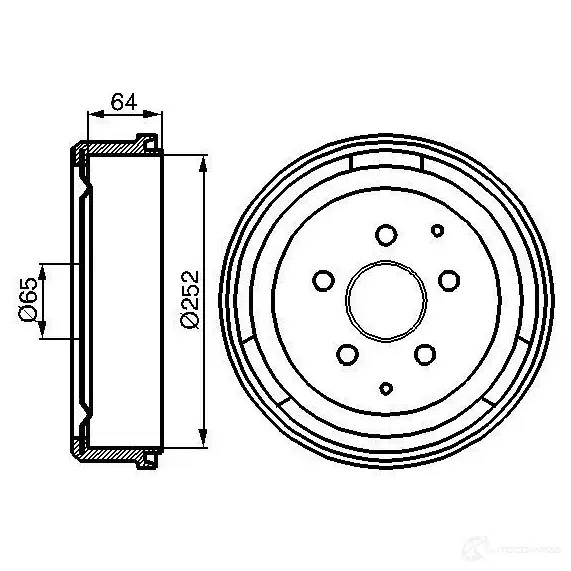 Тормозной барабан BOSCH DB1 09 338464 E5R495K 0986477033