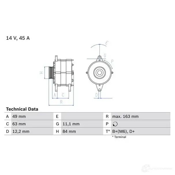 Генератор BOSCH 3 388 332110 0986033880 L7XRPMF