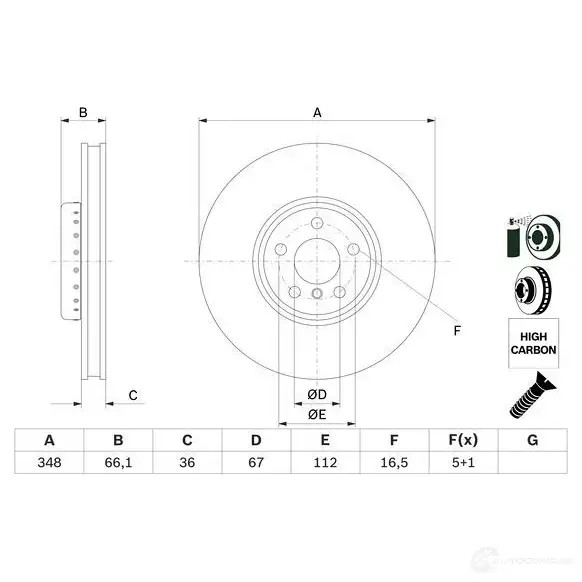 Тормозной диск BOSCH 1437241301 0986479f59 M2 HIX2