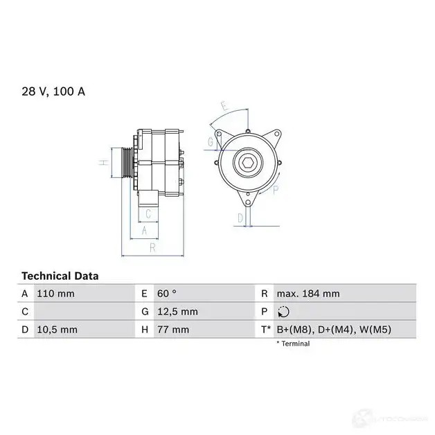 Генератор BOSCH 332601 WUVPC 0986041030 41 03