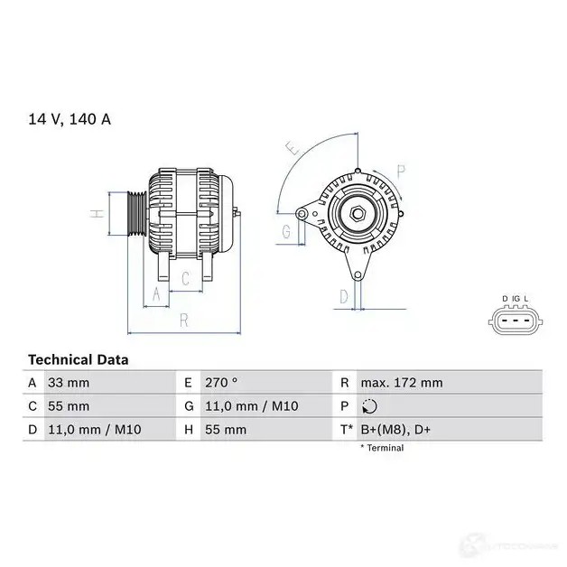 Генератор BOSCH 7F9 44K9 0986082290 1437240529