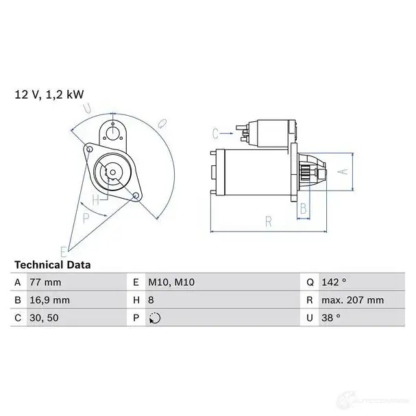 Стартер BOSCH 331693 0986022780 DOCE6 22 78