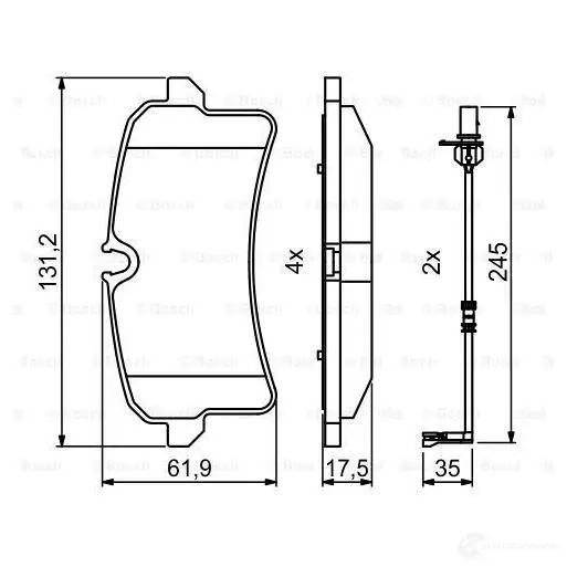Тормозные колодки, комплект BOSCH 0986494842 BP2016 1193484255 24643
