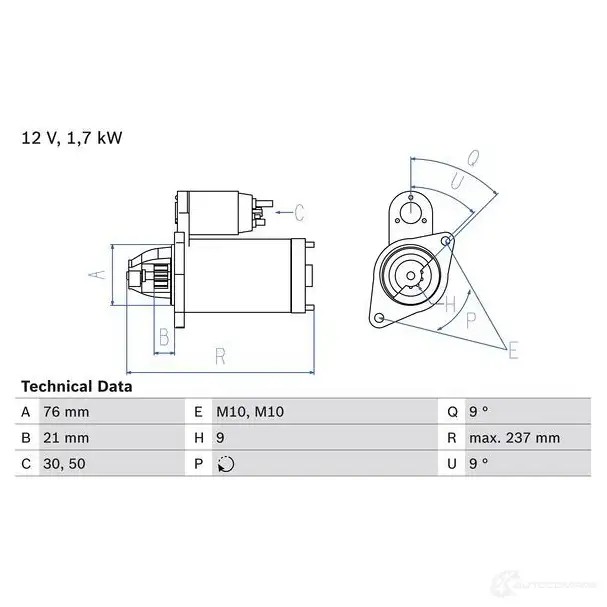 Стартер BOSCH 0986021980 219 8 F5TK3G5 331643