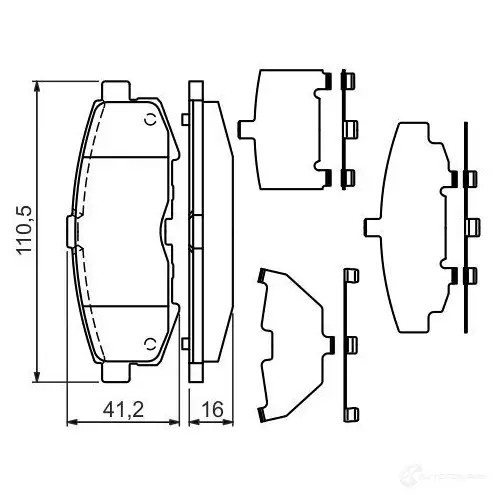 Тормозные колодки, комплект BOSCH 7978-D1073 0986494319 342306 24215
