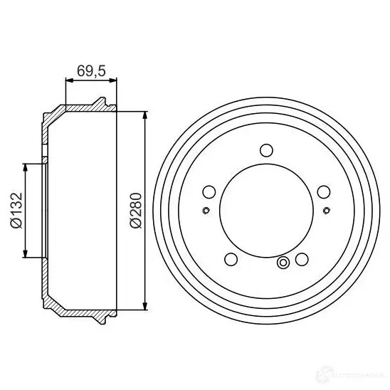 Тормозной барабан BOSCH 0986477169 338565 NKAO03 DB24 0