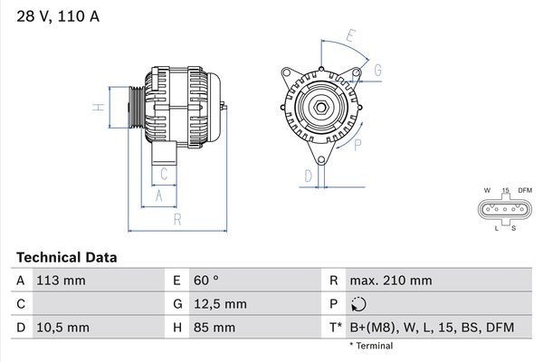 Генератор Bosch 0 986 049 770 333215 49 70 4977
