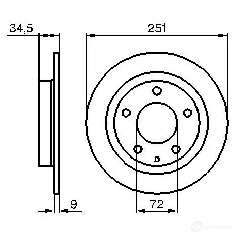 Тормозной диск BOSCH 0986479208 B D1075 JYBRF 339470