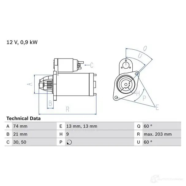 Стартер BOSCH 0986018840 331447 DU3Q8C 1 884